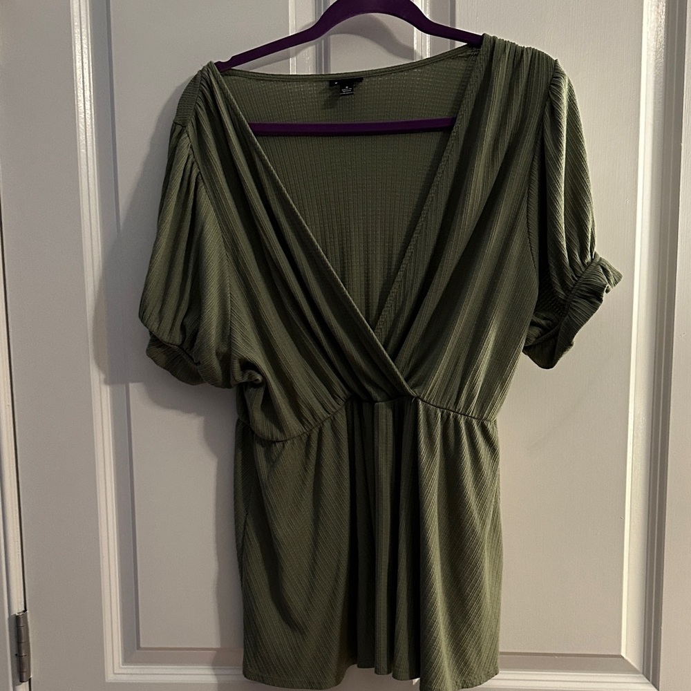 Torrid Olive Green Draped Blouse